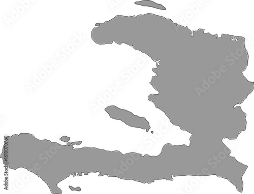 Tableau sur toile Minimalist gray silhouette map of Haiti