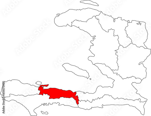 Map of Haiti with Nippes Department highlighted, ideal for geographic, agricultural, and coastal region projects