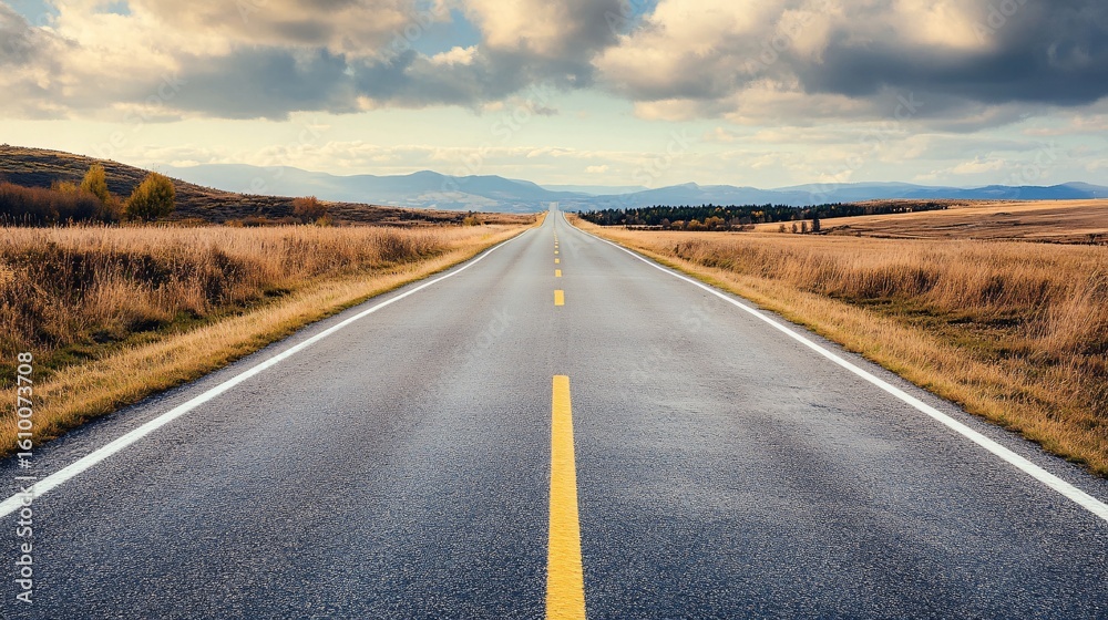 Fototapeta premium Empty highway stretching into a hazy horizon.