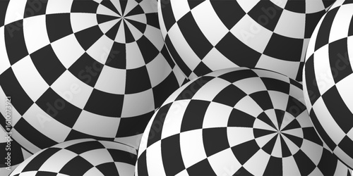 Black and white checkered pattern . Chess pattern . Black and white square background . Checkered wallpaper . Vector illustration