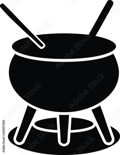 fondue pot on white background.eps