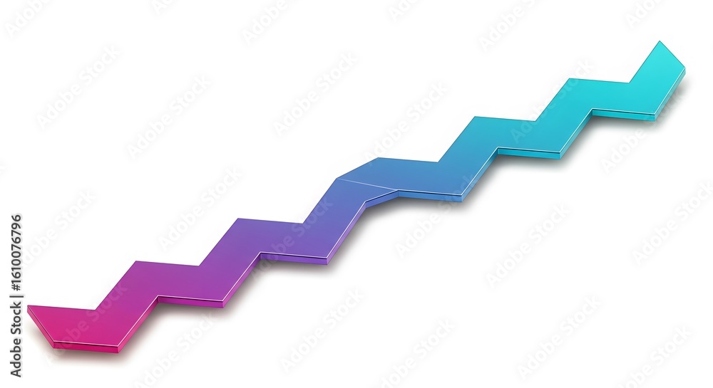 Fototapeta premium Ascending Zigzag Line Diagram with Colorful Gradient - Business Growth and Development