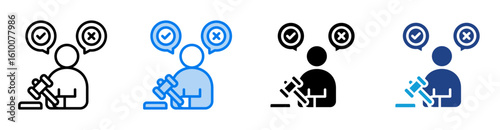 Judgement icon set multiple style collection