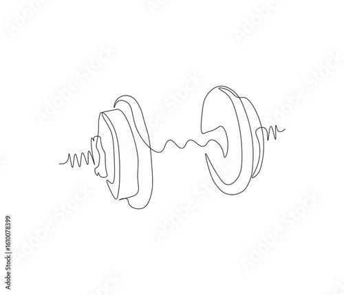 One continuous line drawing of dumbbell. single line of dumbbells illustration. Editable outline