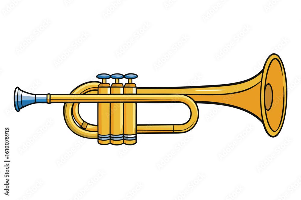 Obraz premium Silhouette of a bugle on a white background for musical designs