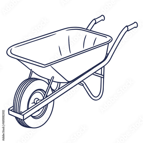 Illustration of a wheelbarrow for gardening and construction work outline style