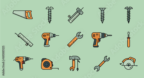 Isolated vector illustration showcases a detailed adjustable wrench beside a section of piping, ideal for construction, repair, or plumbing design projects.