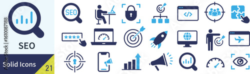 SEOに関するシルエットアイコンセット
