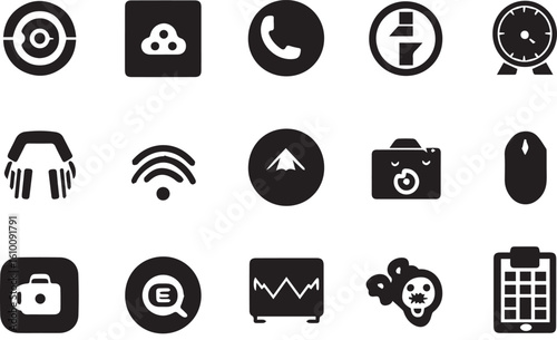 Various icons for technology and communication audio signal