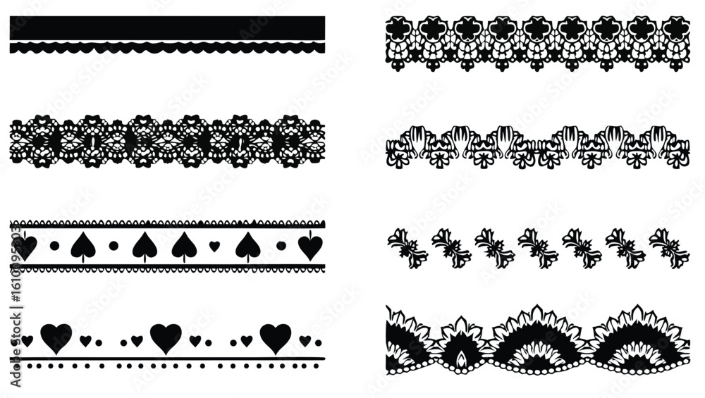 Obraz premium Decorative borders with floral and heart motifs hearts spades