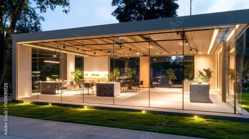 Wallpaper Mural Modern Glass Pavilion at Twilight: Elegant Design Showcase Torontodigital.ca