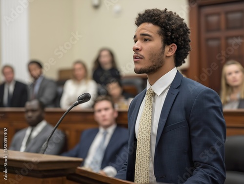 A mock trial actor portraying courtroom
