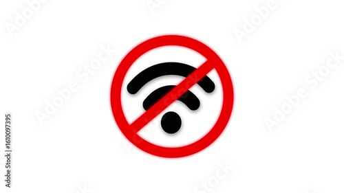 No Use wifi signal icon. Forbidden wifi use . Network signal error sign. Net Connection lost symbol.