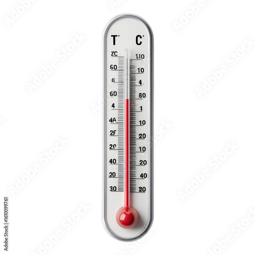 Thermometer on White Background with Clear Scale Design