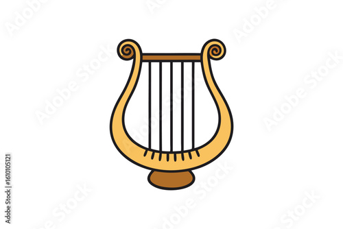 Elegant lyre silhouette on a clean white background for musical themes