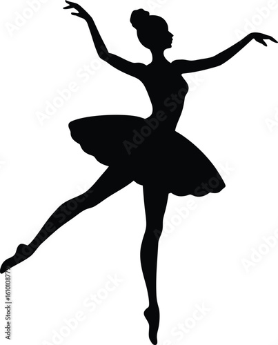 Ballerina Curved Back Arabesque Profile Vector Silhouette