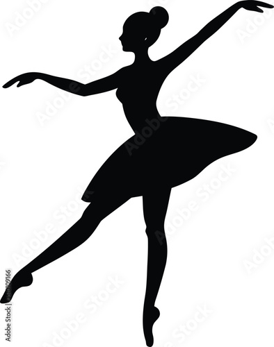 Ballerina One Leg Extended Upper Arm Vector Silhouette