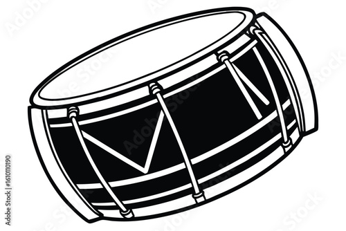 Surdo drum silhouette on white musical background