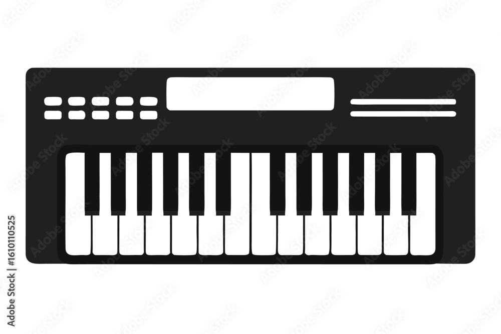 Fototapeta premium Retro synthesizer silhouette on white background