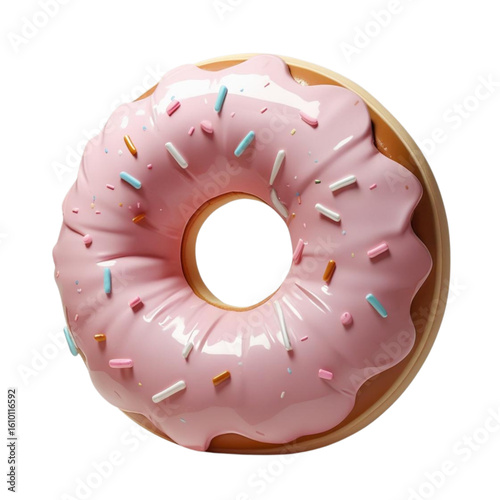 Fantasy Donut With Fluffy Pink Frosting And Sprinkles In A Surreal Art Style