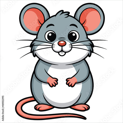Hand drawn mouse vector illustration on white background. Cute rodent design perfect for animal themes, wildlife visuals and cartoon sketches