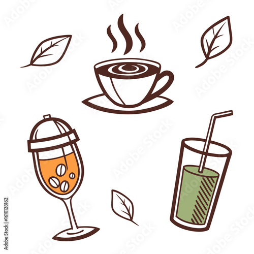 Coffee tea smoothie and leaves drink beverage
