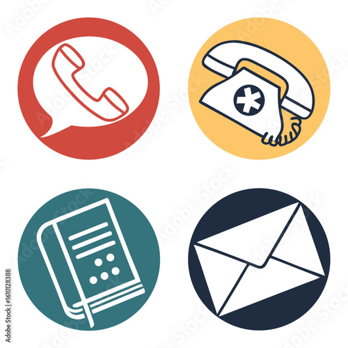 Communication Icons Phone Message Envelope Book vector