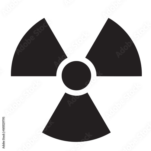 Black radioactive symbol icon depicting radiation hazard sign for safety awareness