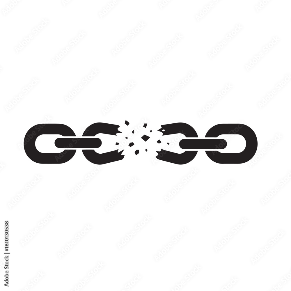 Fototapeta premium Breaking chain conceptual illustration depicting freedom strength liberation and disconnection vintage art