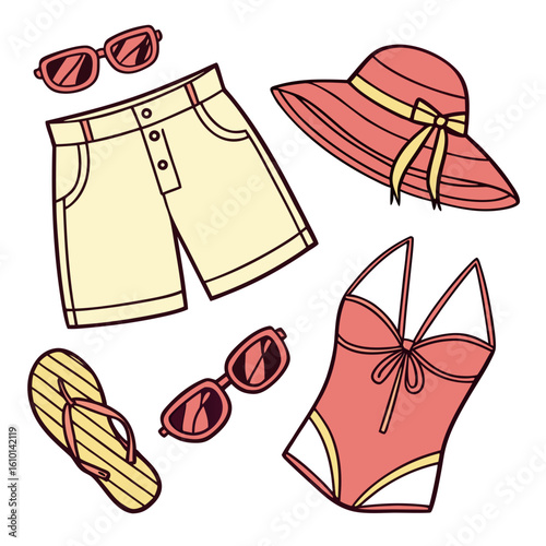 Summer beachwear collection vacation clothing