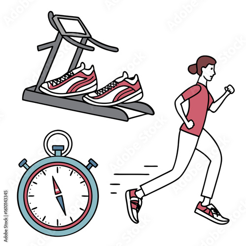 Treadmill runner stopwatch sneakers running cardio