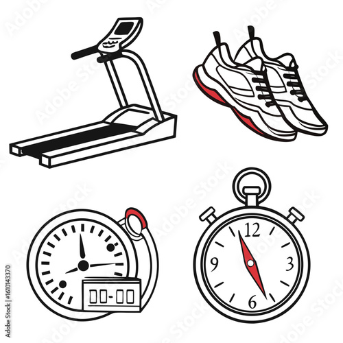 Treadmill sneakers stopwatch timer running cardio