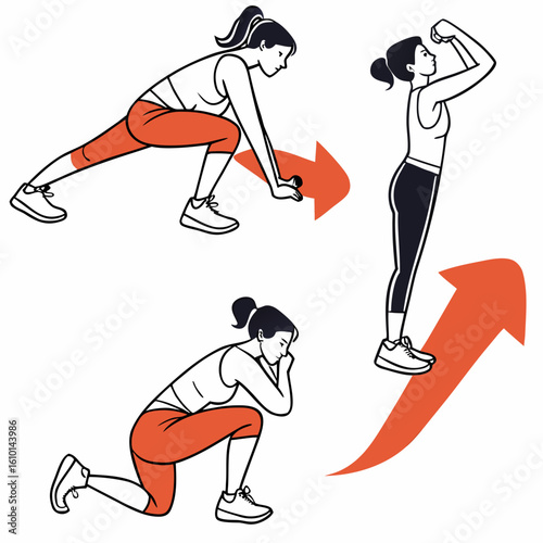Women exercising push up squat sit up woman exercise