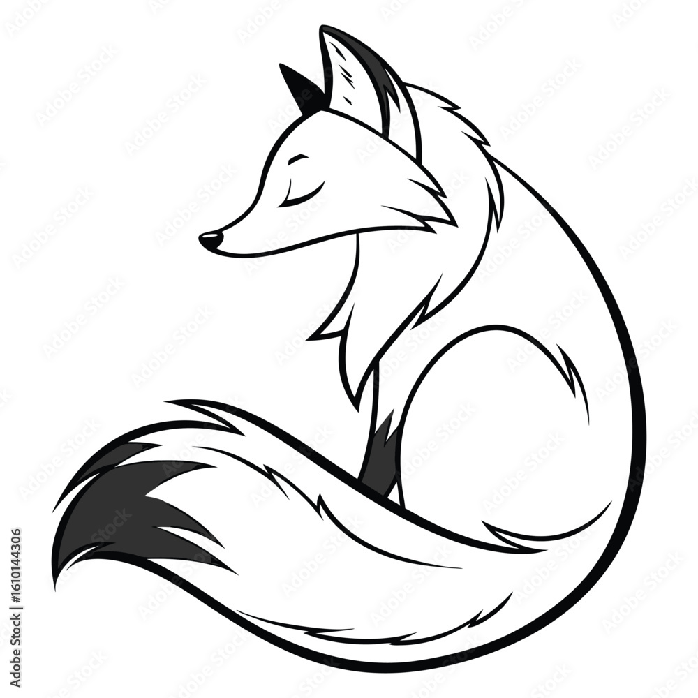 Obraz premium Cute Fox Vector – Hand-Drawn Cartoon Forest Animal Illustration