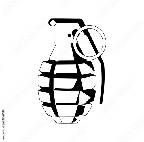 Cartoon Silhouette Grenade Simple Design Icon Digital 