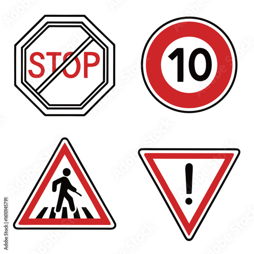 Traffic signs stop speed limit pedestrian crossing warning stop sign speed limit sign