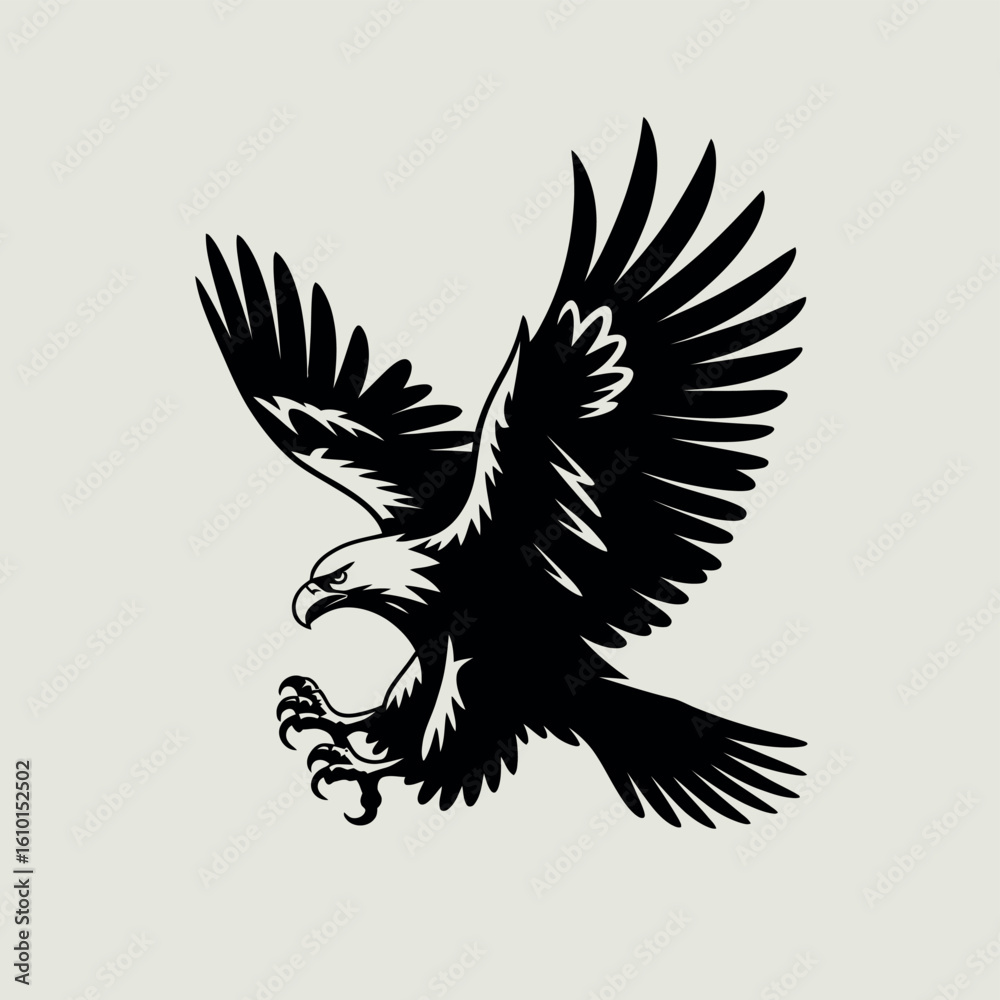 Obraz premium Powerful eagle in flight with wings spread and talons extended