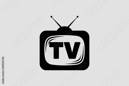 Retro television set with tv text and antenna