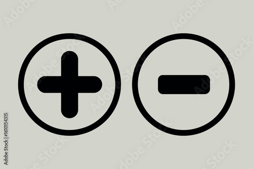 Plus and minus symbols inside ovals on a light background