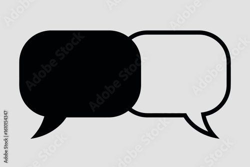 Two intersecting speech bubbles representing conversation and dialogue