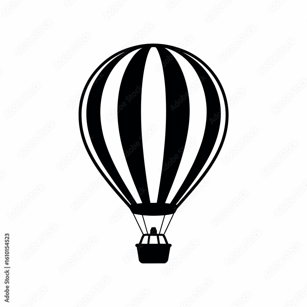 Obraz premium Black and white illustration of a hot air balloon with stripes