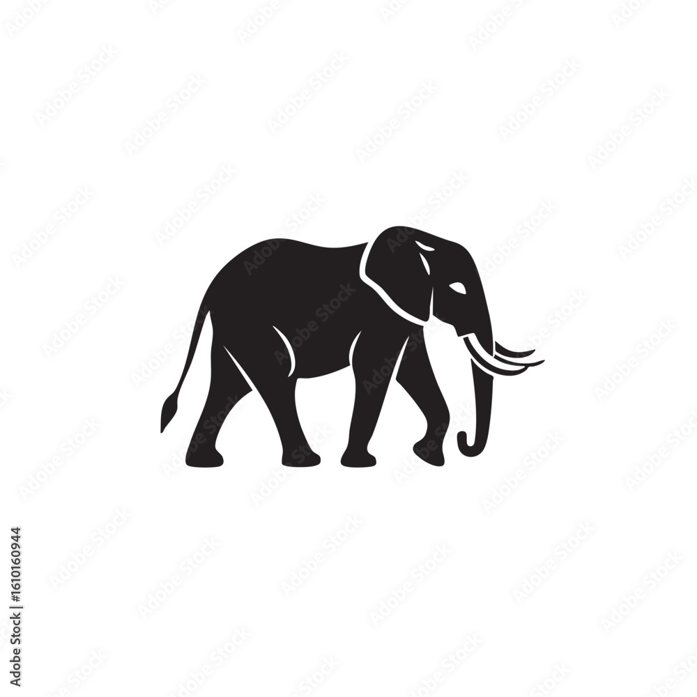 Obraz premium Elephant Vector Clipart – Cartoon Safari Animal Illustration in Flat Style