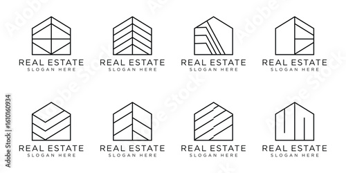 set of modern home logo design vector
