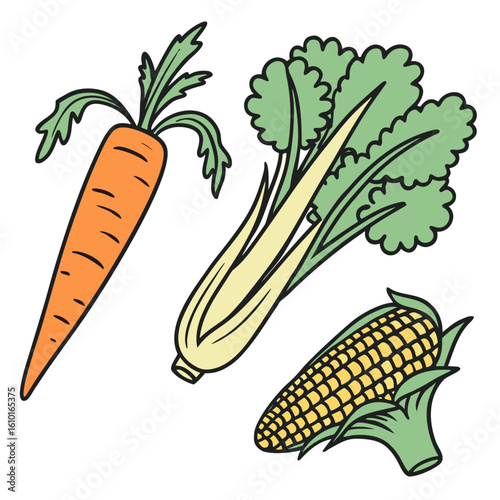 Carrot celery corn vegetables food