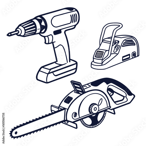 Cordless drill circular saw and sander power tools
