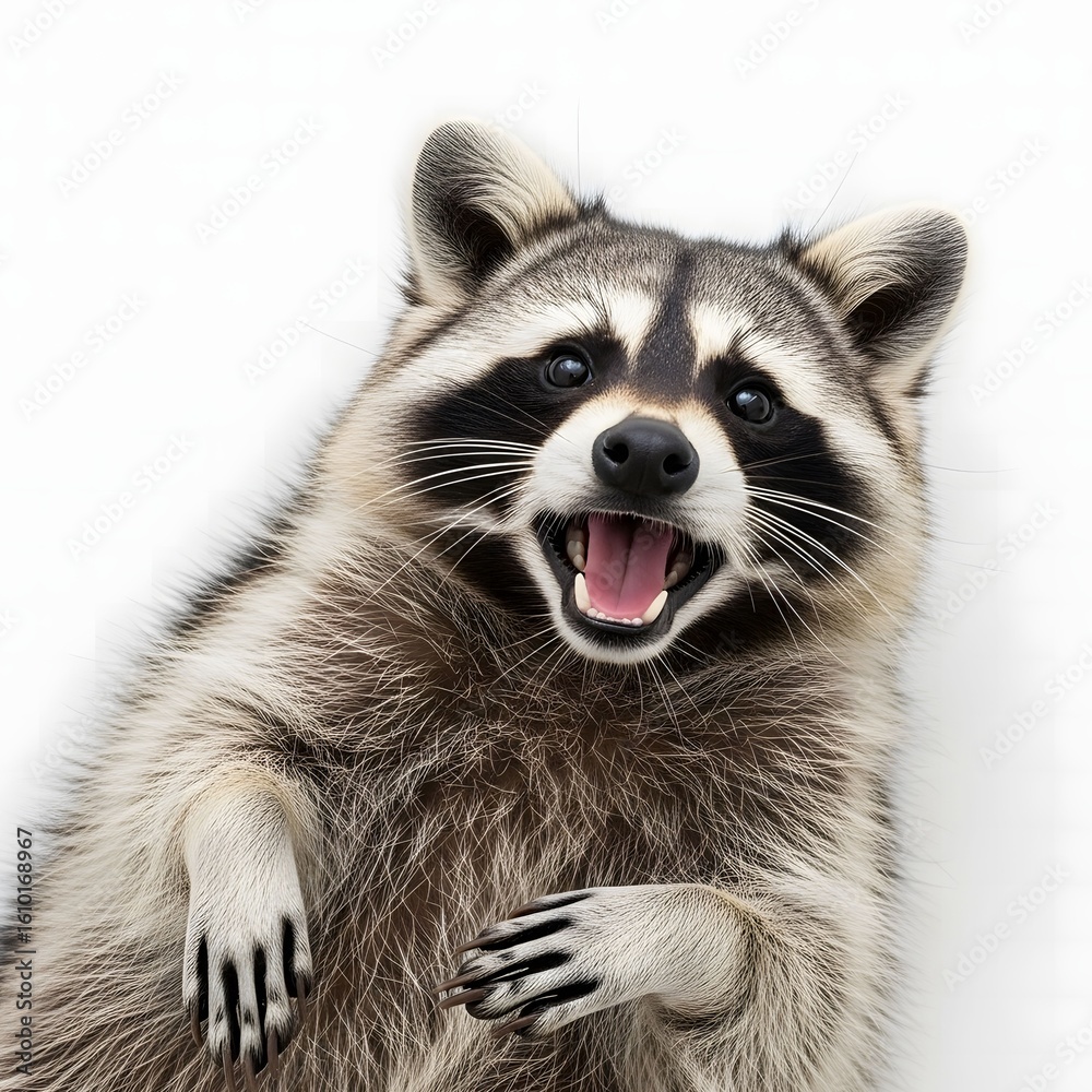 Obraz premium Expressive Raccoon Face with Joyful Look