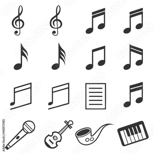 Musical Symbols and Instruments Collection notes treble clef
