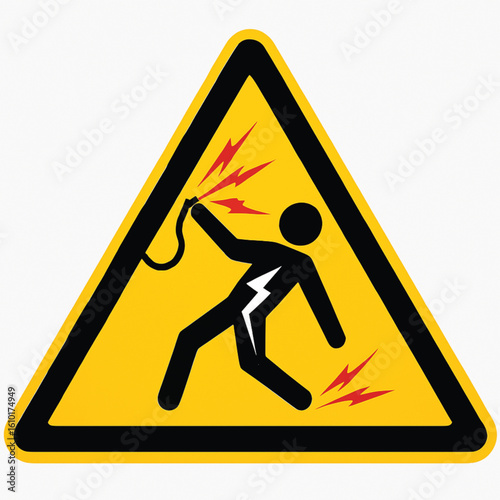 Electrical Hazard Warning Sign – High Voltage Shock Risk Symbol