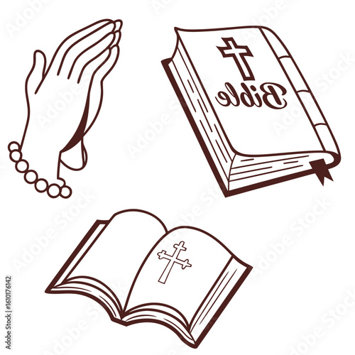 Praying hands bible cross icons religious faith