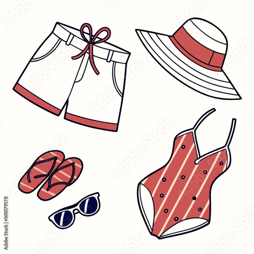 Summer beachwear collection shorts swimsuit